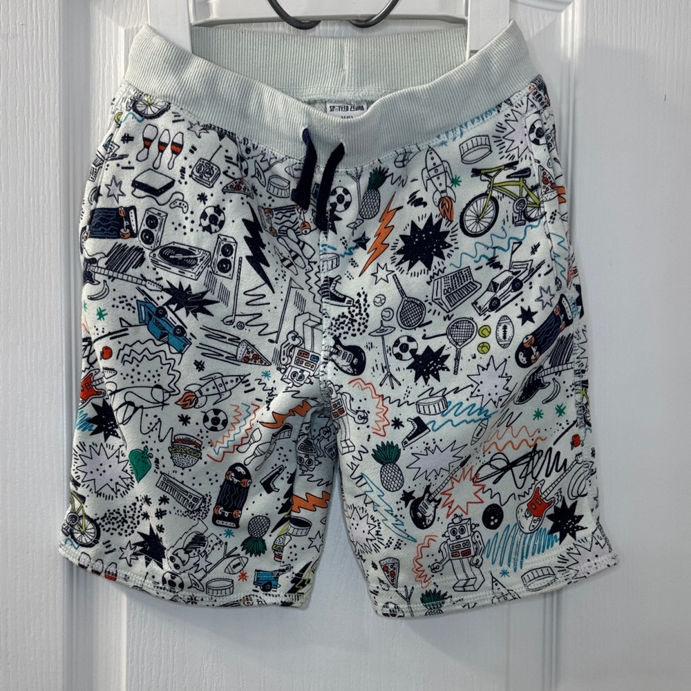 Spotted Zebra Graphic Print Shorts with Drawstring